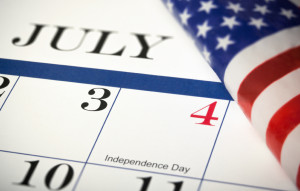 4th of July calendar with American flag